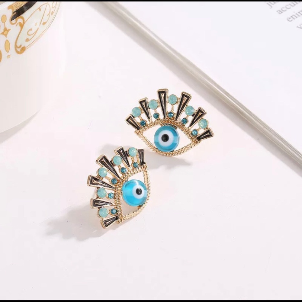 Gold Evil Eye Stud Earrings